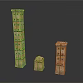 Ancient Style Miniature Brick Tower Models With Different Heights And Shapes 3d model