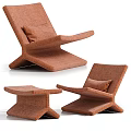 Brown Fabric Lounge Chair with Matching Ottoman and Soft Cushion Design