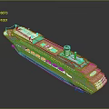 Modern Cruise Ship With White Hull Green Deck And Multiple Portholes