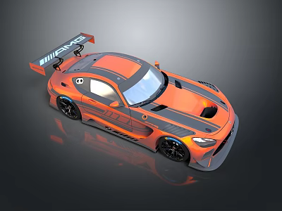 Orange And Black Racing Car With WHEELS Logo Rear Wing Striped Design And Number 11 3d model