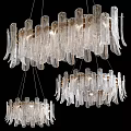 Modern Crystal Chandelier With Layered Glass Pendants And Sparkling Light Design