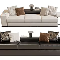 Light Beige Dark Gray Three Seater Sofas Featuring White Brown Black Pillows And Side Tables 3d model