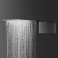 Modern Wall Mounted Shower System with Rainfall Water Flow and Handheld Sprayer in Black Bathroom
