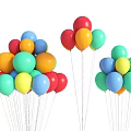 Colorful Balloon Bunches With Vibrant Assorted Colors Against White Background
