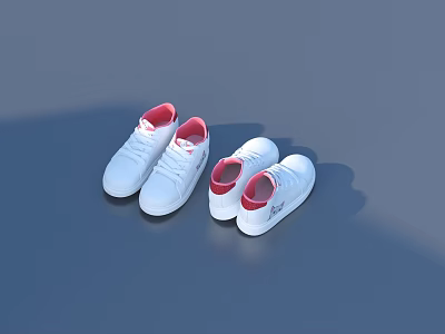 Comfortable White Shoes With Red Lining Casual Style And Modern Look 3d model