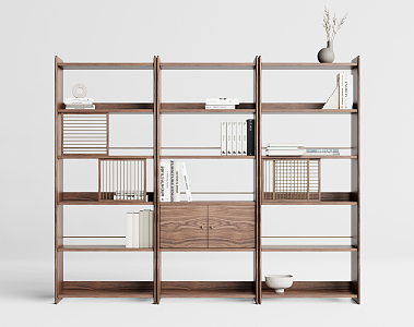 New Chinese Bookshelf Solid Wood Bookshelf Display Rack 3d model