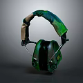Green And Brown Camouflage Electronic Headphones With Soft Ear Cups And Adjustable Headband
