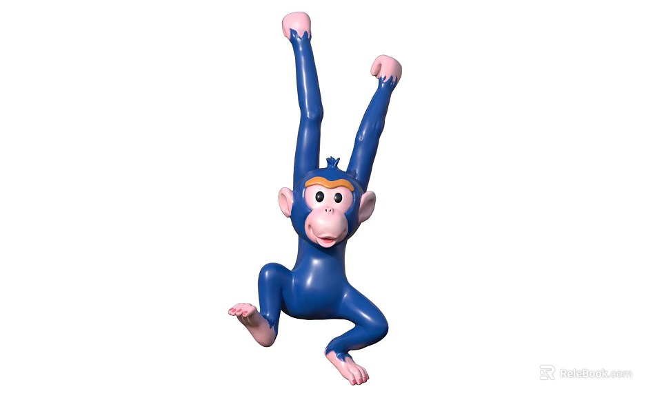 Blue Reptile Plush Toy Hanging Upside Down With Extended Limbs And Cheerful Look 3d model 