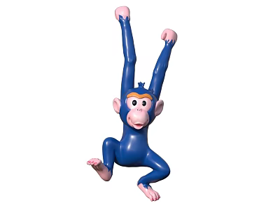 Blue Reptile Plush Toy Hanging Upside Down With Extended Limbs And Cheerful Look 3d model