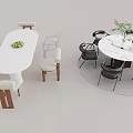 Modern Dining Table Sets Featuring Oval White And Round Marble Tables With Chairs 3d model
