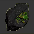Green Frog Sitting In Blue Stone Sculpture With Hollow Center And Artistic Design