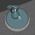 Garden Ornament Water Feature With Flowing Bowl Shapes Circular Pool Pebble Trim And Warm Lighting