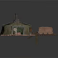 Vintage Model Train On Railroad Tracks With Small Building Structure
