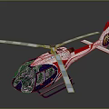 Red And White Helicopter With Modern Sleek Design And Rotors On Reflective Surface