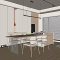 Modern Bar Counter In Open Kitchen With Comfortable Chairs And Pendant Lights Design