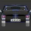 Detailed Blue White Striped Retro Sports Car in Pixel Art Style