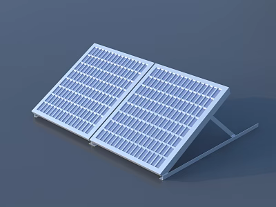 Solar Panel Array With Dual Panels And Metal Mounting Bracket 3d model