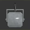 Silver Metallic Industrial Device With Square Body Circular Component Top Pillars And Reflective Surface 3d model