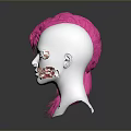 Pink Pigtail Wig On Mannequin Head With Realistic Human Face And Hair