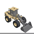 Yellow Utility Vehicle Front Loader With Large Tires And Spacious Cab 3d model