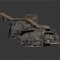 Natural Rock Formation With Wooden Platform And Bench Structure