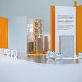 2023 Technology Exhibition Installation With Modern Orange White Structures And 3D Design