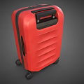 Red Hard Shell Suitcase With Striped Surface And Rolling Wheels For Travel 3d model