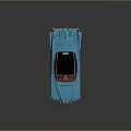 Vintage Blue Classic Car With Black Roof Red Interior And Streamlined Design