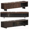 Modern Wooden TV Stand With Marble Top Drawers And Metal Legs