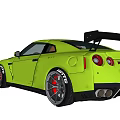 Bright Green Sports Car With Sleek Body Sporty Wheels And Brown Interior
