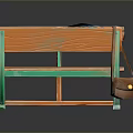 Wooden School Desk With Green Metal Legs Matching Bench Blue Book And Brown Satchel