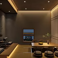 Traditional Hotel Corridor Interior With Wooden Stairs And Paper Screen Doors