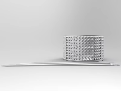 Household Metal Mesh Container With Two Long Chopsticks For Daily Use 3d model
