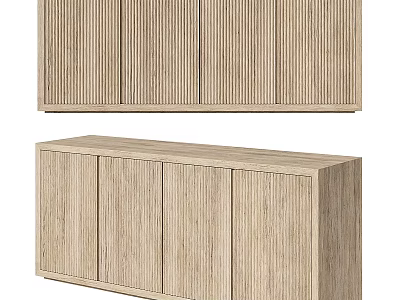 Modern Wooden Console Table with Vertical Slat Design for Entryway Decor 3d model