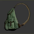 Green Textured Backpack With Brown Straps And Multiple Pockets Design 3d model