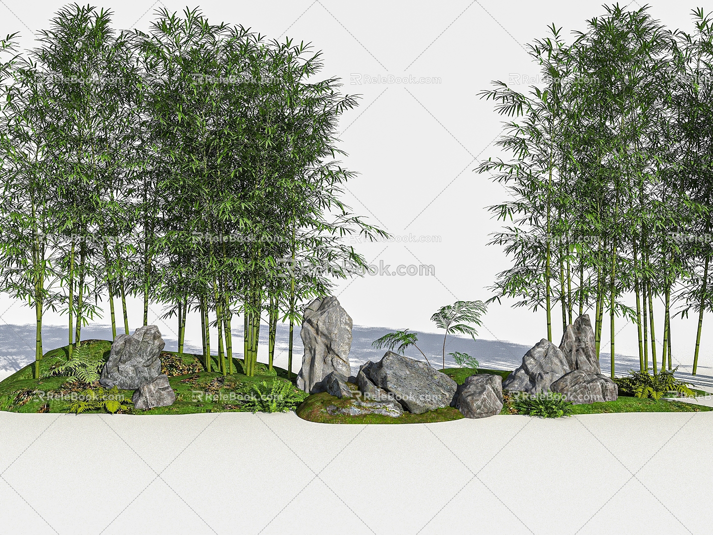 Modern New Chinese Style Bamboo Bamboo Luohan Bamboo Xiangfei Bamboo Courtyard Bamboo Moss Terrain 3d model