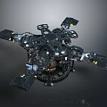 Industrial Black Mechanical Device With Multiple Arms And Circular Base Structure 3d model