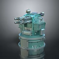 Turquoise Military Weapon System With Multiple Barrels And Cylindrical Base