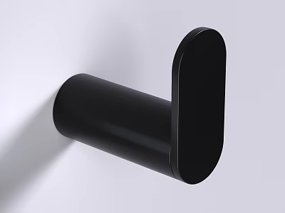 Sleek Black Hook With Minimalist Design Mounted On White Wall Surface 3d model