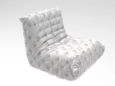 White Quilted Single Sofa With Soft Textured Fabric And Modern Comfortable Design 3d model