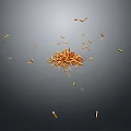 Vibrant Orange Noodle Shaped Creature With Scattered Segments On Dark Backdrop 3d model