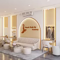 Elegant Bridal Shop With Wedding Dresses On Mannequins Decorative Flowers And Mirror