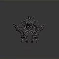 3D Rendered Game Movie Character Mechanical Creature With Metallic Black Red Sci Fi Aggressive Design