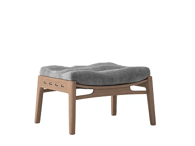 Modern Wooden Stool Featuring Gray Padded Seat And Sleek Leg Design 3d model