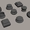 Chinese style column pier stone pier building components 3d model