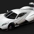 White Supercar With Sleek Body Large Rear Spoiler And Black Rims