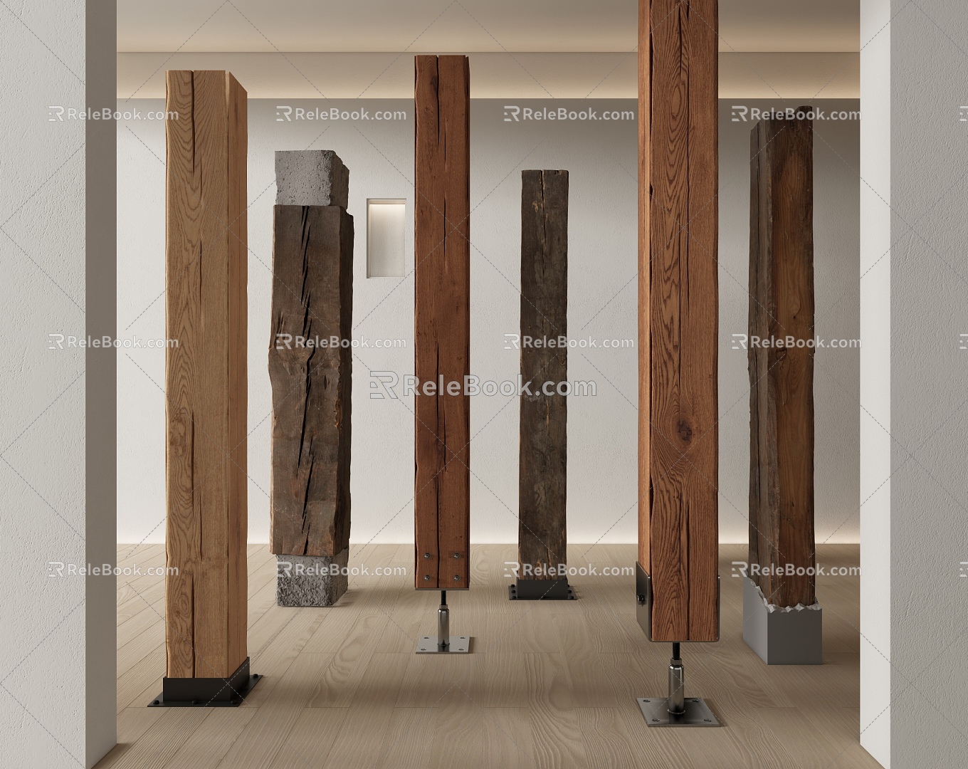 Modern Columns Old Wooden Columns Wooden Beams Pillars Concrete Columns 3d model