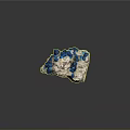 Natural Stone Wood Decorative Piece With Blue Crystals And Wooden Grain Base