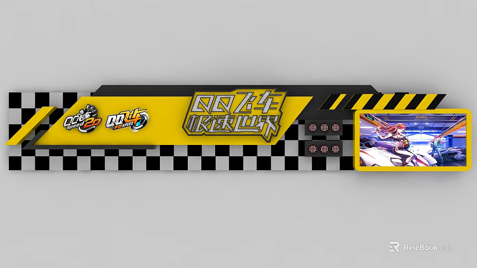 Drift Tracker Game Interface With Yellow Black Design And Racing Car 3d model 