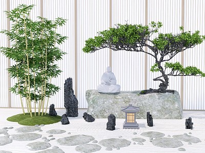 New Chinese style landscape sketch pine garden landscape 3d model